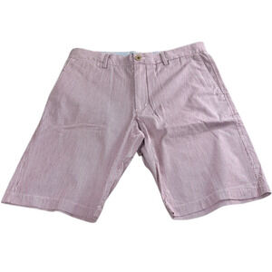 Men's Banana Republic Aiden Shorts Sz 34 Red White Pinstriped Seersucker Casual